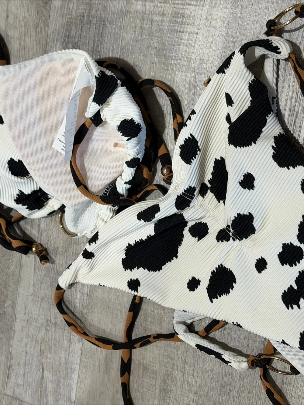 Salty Honey White & Black Cow-Print Western Bikini
